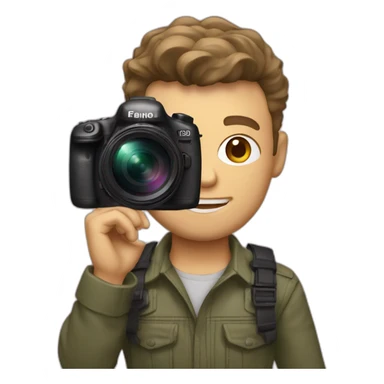 Male Photographer shaved Caucasian wavy hair brunette holding camera sticker