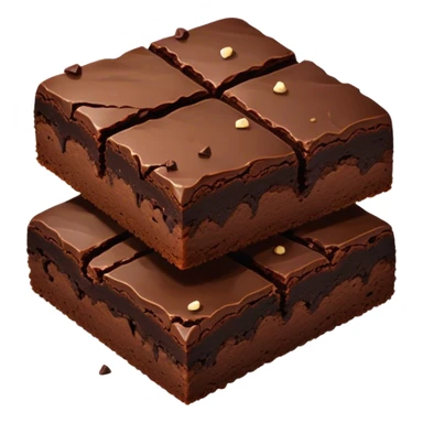 Cinematic Realistic Brownies, rich and dense with a deep chocolate hue, slightly cracked on top revealing the fudgy center, soft light reflecting off the warm surface, a few crumbs scattered around, glowing with an indulgent and comforting texture. sticker