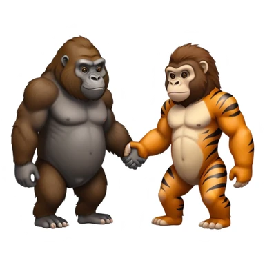 A tiger holding hands with a gorilla ￼ sticker
