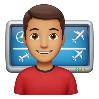 Tourist Character in Red Shirt Moving with purpose through the terminal. sticker