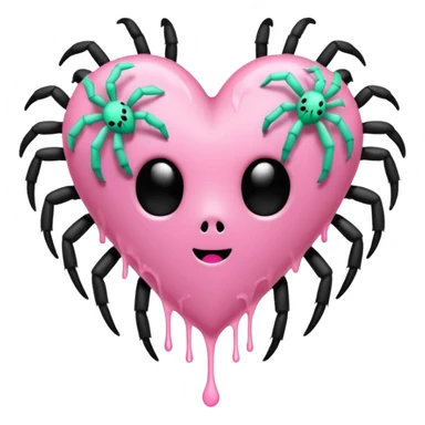 pastel goth heart with mint green spider sticker