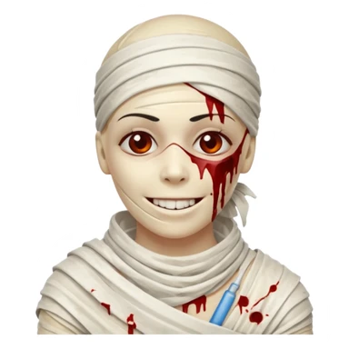 halloween mummy smiling and with blood stains sticker