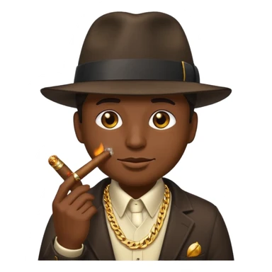 gangster emoji, holding a cigar, flashy style sticker