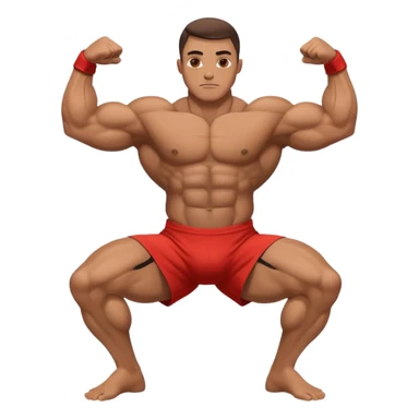 A bodybuilder doing a side lunge and flexing his biceps sticker
