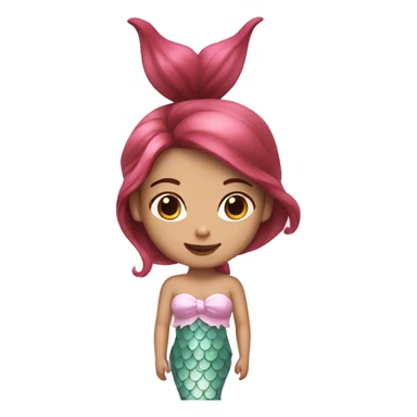 white mermaid with brown hair and pink tail sticker