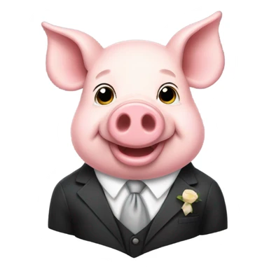 pig wearing suit and tie sticker