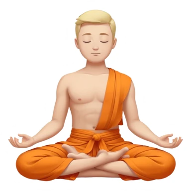 white man closed eyes meditating in lotus pose in orange dhoti sticker