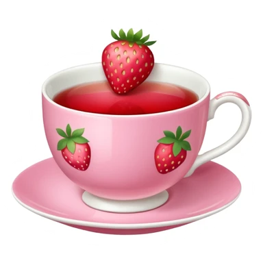 Pink tea cup with strawberry tea in it sticker