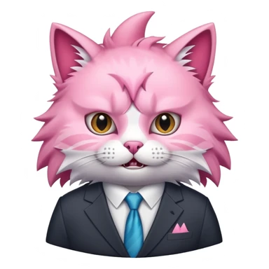 Fluffy colour pink cat director in sut shark teeth sticker