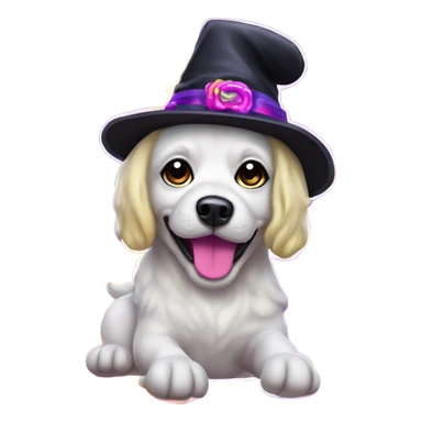 Lisa frank Halloween dog with with hat sticker