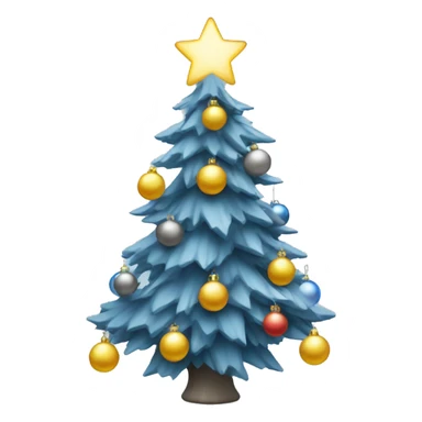 Blue grey Christmas tree with ornaments and light sticker