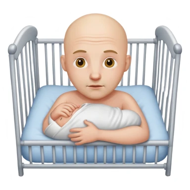 Bald man in a crib  sticker