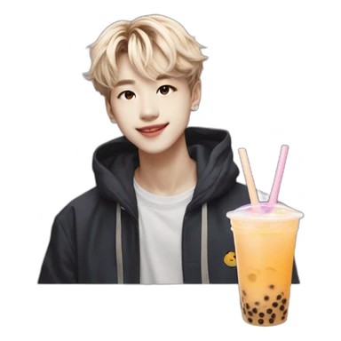 Felix de straykids qui boit un bubble tea  sticker
