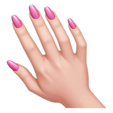  pink close-up of a hand with beautifully manicured nails, glossy pink nail polish, elegant nail shape, soft lighting and shadows, realistic style, sticker