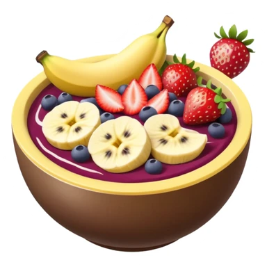 acai bowl with sliced banana, strawberries, and a touch of Western Sydney culture, emoji style sticker