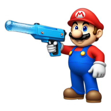 mario with a water gun sticker
