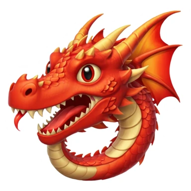 Dragon with wings and flying, bloating fire from mouth sticker
