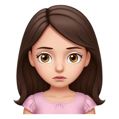 annoyed long brunette hair girl with hazel eyes wearing light pink dress sticker