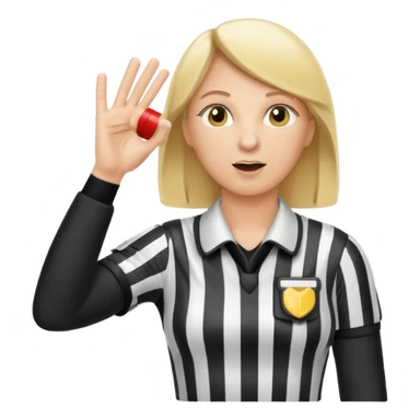 blonde football referee calling time out with hands and whistle sticker