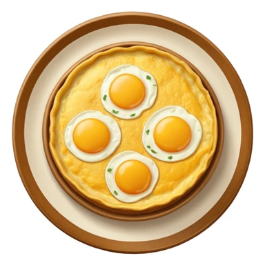 Round spanish potato omelet no plate, plain ok top no toppings nor yolks sticker