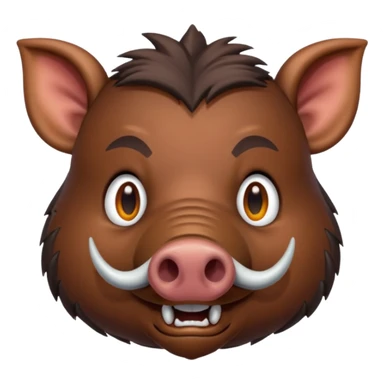 Wild boar face with long tusks emoji realistic sticker