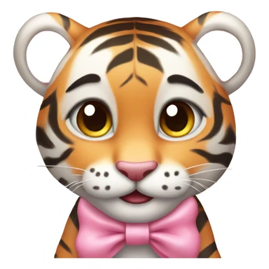 Cute Baby tiger with pink bows  sticker