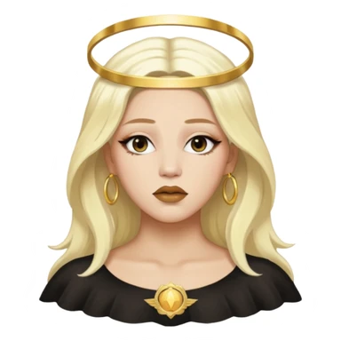 Rosalia (the singer) virgin. (Use lux album cover as reference). Hais bleached halo in hair and gold lips sticker