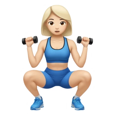 white asian girl woman doing squat sticker