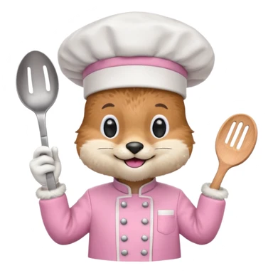 animal with pink chef costume sticker