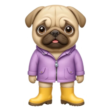 pug with rainboots sticker