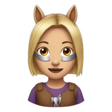 Girl wearing a horse mask sticker