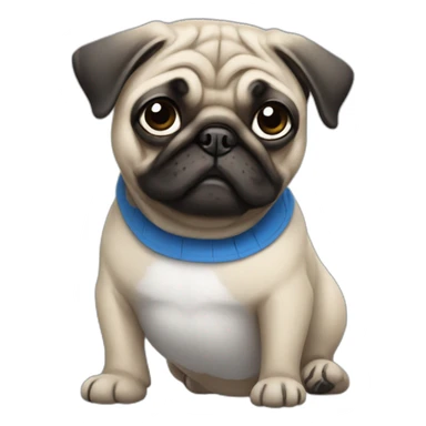pug wearing a t-shirt sticker