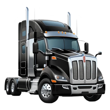 2026 Black Kenworth T680 Flat Top Semi Sleeper with stacks make realistic sticker