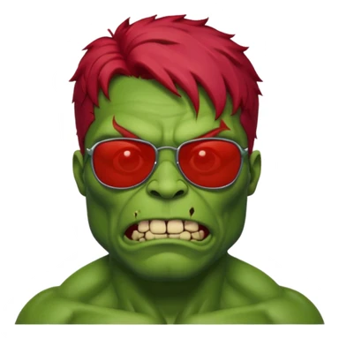 Zombie hulk with red hair and sun glasses sticker