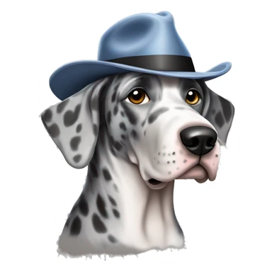 Blue Merle Great dane wearing fedora  sticker