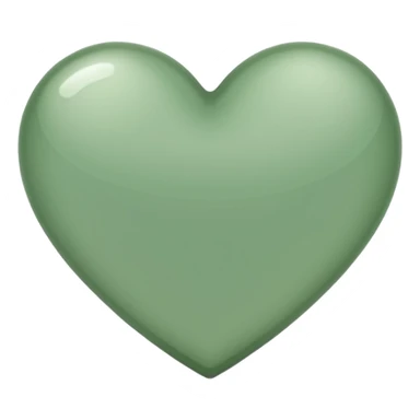 sage green heart with transparent bg without highlights, more thin and narrow sticker