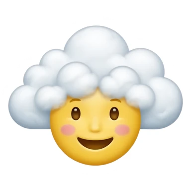 Yellow circle face covered in clouds cover a mouth add clouds on face sticker