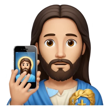 iPhone screen with a realistic image of Jesus displayed on it sticker