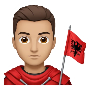 hero holding albanian flag sticker