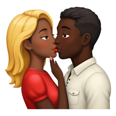 Two attractive people in love kissing, black sticker