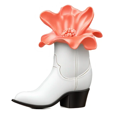 White cowgirl boot vase with coral sticking out of it sticker