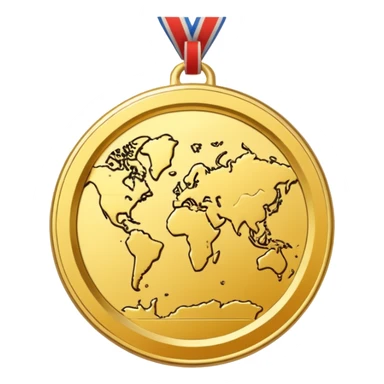 a gold medal with a map engraved on it sticker