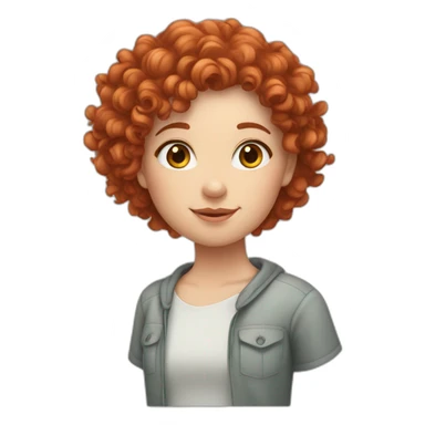 Red curly haired white girl with love sticker