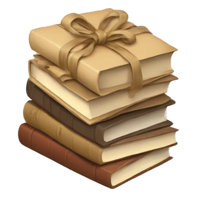  books stacked up and tied together by a beige bow sticker