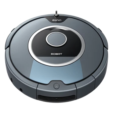 robot vacuum cleaner, simple, round, metallic, minimal details sticker