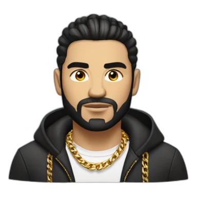 Russian strong thug wearing gold chain with black hair and short beard, mid-fade hairstyle sticker