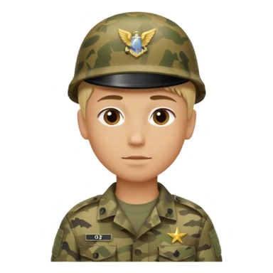 a soldier with short blonde hair in camo male sticker