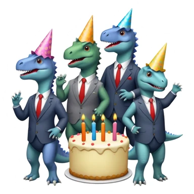 office dinosaurs in office suits celebrating birthday sticker