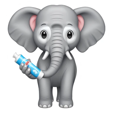 elephant with a tube of toothpaste sticker