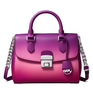 Realistic isolated magenta to purple ombre Michael kors satchel purse without a strap. sticker